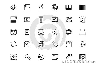 Stationery Line Icons 4 Stock Photo